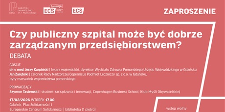 Zaproszenie na debatę w Klubie Myśli Obywatelskiej - 17/02/2026, 17.00 ECS